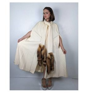 【即決値下可】80s Vintage Super Long Cape Coat. Vintage | Jackets & Coats | Vintage 8s Cream Fox Tail Scarf Wool